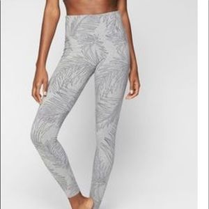 Athleta Palm Print Grey Cotton Leggings Size S
